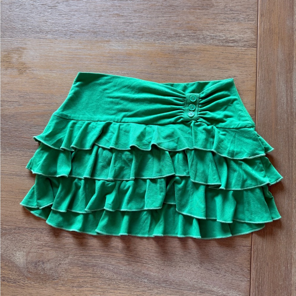 Abercrombie & Fitch Green Ruched Mini Skirt
